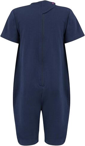 SpecialKids.Company Kids Adaptive Zip Back Jumpsuit, Short Sleeve Short Leg | Special needs jumpsuit for kids and teens, back zip closure, anti strip double button lock, tag free, sensory friendly in Saudi Arabia