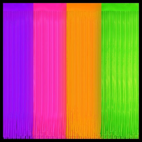 4 Pack Glow in The Dark Curtains Party Supplies 6.6 x 3.3 Ft Glow Tinsel Foil Fringe Curtains Colorful Photo Booth Prop Backdrop Streamer for Birthday Holiday Neon Party Decorations in Saudi Arabia
