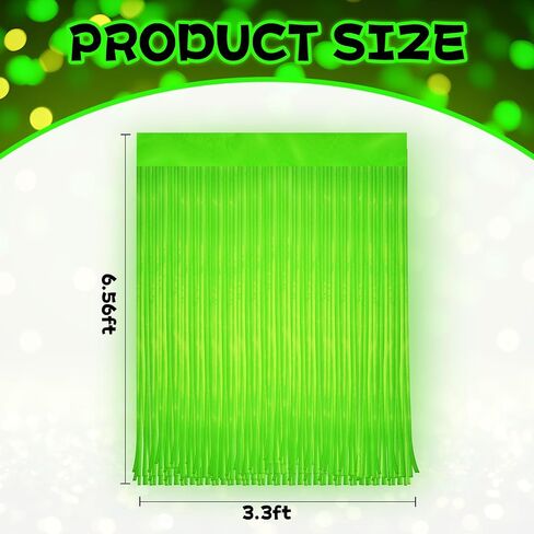 4 Pack Glow in The Dark Curtains Party Supplies 6.6 x 3.3 Ft Glow Tinsel Foil Fringe Curtains Colorful Patchwork Streamer Backdrop for Birthday Holiday Neon Party Decorations in Saudi Arabia