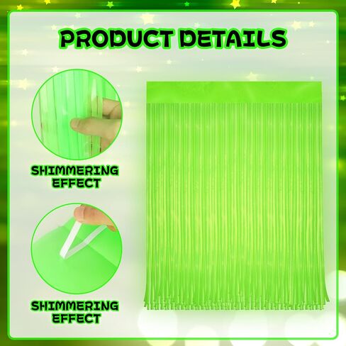 4 Pack Glow in The Dark Curtains Party Supplies 6.6 x 3.3 Ft Glow Tinsel Foil Fringe Curtains Colorful Patchwork Streamer Backdrop for Birthday Holiday Neon Party Decorations in Saudi Arabia