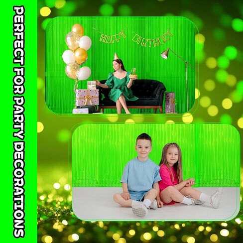 4 Pack Glow in The Dark Curtains Party Supplies 6.6 x 3.3 Ft Glow Tinsel Foil Fringe Curtains Colorful Patchwork Streamer Backdrop for Birthday Holiday Neon Party Decorations in Saudi Arabia