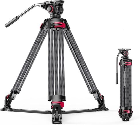 miliboo MTT609B Carbon Fiber Tripod Professional Tripods with Infinitely Damped Head,Video Tripod for Photography, Live Streaming, Videography,Working Height 33.5''-66'',33lbs Max Load,Customizable in Saudi Arabia