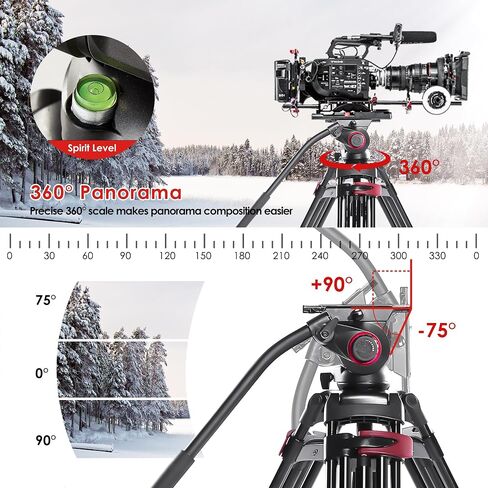 miliboo MTT609B Carbon Fiber Tripod Professional Tripods with Infinitely Damped Head,Video Tripod for Photography, Live Streaming, Videography,Working Height 33.5''-66'',33lbs Max Load,Customizable in Saudi Arabia