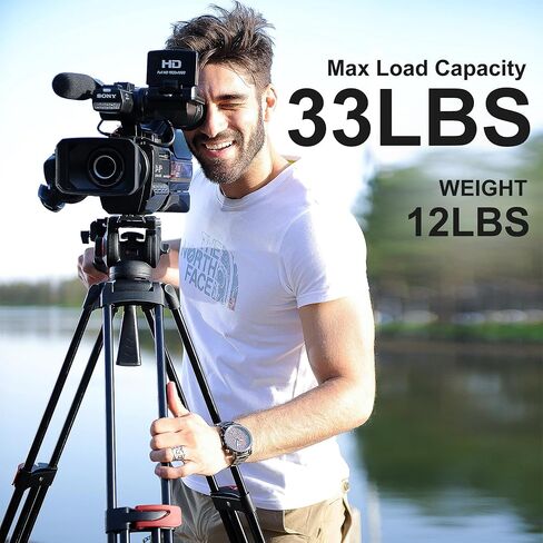 miliboo MTT609B Carbon Fiber Tripod Professional Tripods with Infinitely Damped Head,Video Tripod for Photography, Live Streaming, Videography,Working Height 33.5''-66'',33lbs Max Load,Customizable in Saudi Arabia