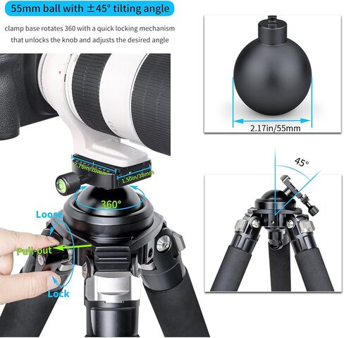 INNOREL P404C 72" Carbon Fiber Tripod for Hunting with Arca Swiss Dovetail Mount and 360° Ballhead(2.5"), 40mm Tube Tripods with Heavy Duty Construction for Photography and Outdoors, Load 88lb/40kg in Saudi Arabia