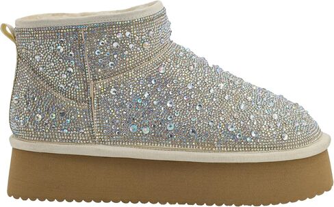 Corkys Footwear Hey Girl Homebody Rhinestone Platform Bootie with Cushioned Insoles, Plush Faux Fur Lining, Cozy Comfort and 1.75-Inch Platform Elegance in Saudi Arabia