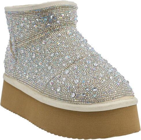 Corkys Footwear Hey Girl Homebody Rhinestone Platform Bootie with Cushioned Insoles, Plush Faux Fur Lining, Cozy Comfort and 1.75-Inch Platform Elegance in Saudi Arabia
