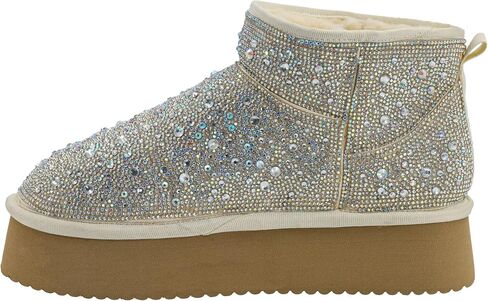 Corkys Footwear Hey Girl Homebody Rhinestone Platform Bootie with Cushioned Insoles, Plush Faux Fur Lining, Cozy Comfort and 1.75-Inch Platform Elegance in Saudi Arabia