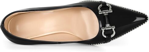 Soireelady Womens High Heel Beaded Pumps Closed Pointed Toe Stiletto Heels Buckle Bow Slip On Fashion Dress Shoes Patent 3.5 Inch in Saudi Arabia
