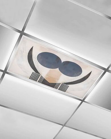 2 Pack Fluorescent Light Cover for Ceiling Lights, Navy Blue Black Abstract Art Magnetic Classroom Light Filters 4x2 Feet, Modern Aesthetic Geometric Ceiling Shade Panel for Office in Saudi Arabia
