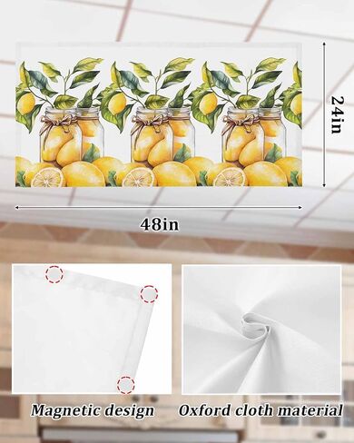 2 Pack Fluorescent Light Cover for Ceiling Lights, Summer Lemon Magnetic Classroom Light Filters 4x2 Feet, Modern Watercolor Green Leaf Vase Decorative Ceiling Shade Panel for Office in Saudi Arabia