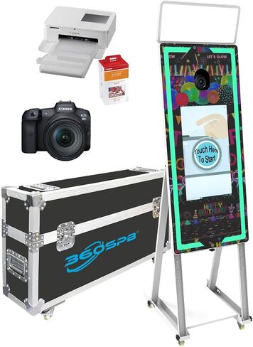 45’’ Magic Mirror Photo Booth, (Camera+Printer+108Paper), 22’’ Touch Screen, (i5 8+256G) WindowsOS, DSLR Photo Booth, Flight Case, App Control & Remote Control WRGB Light for Wedding Party Events in Saudi Arabia