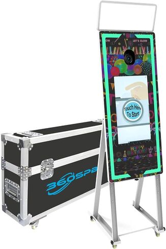 45’’ Magic Mirror Photo Booth, (Camera+Printer+108Paper), 22’’ Touch Screen, (i5 8+256G) WindowsOS, DSLR Photo Booth, Flight Case, App Control & Remote Control WRGB Light for Wedding Party Events in Saudi Arabia