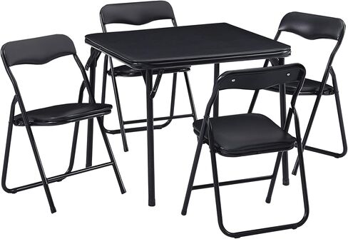 VECELO Kids Folding Activity Table and Chairs 5 Piece Set, Portable, with Ultra Soft Padded Cushion, Classic Black in Saudi Arabia