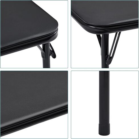 VECELO Kids Folding Activity Table and Chairs 5 Piece Set, Portable, with Ultra Soft Padded Cushion, Classic Black in Saudi Arabia