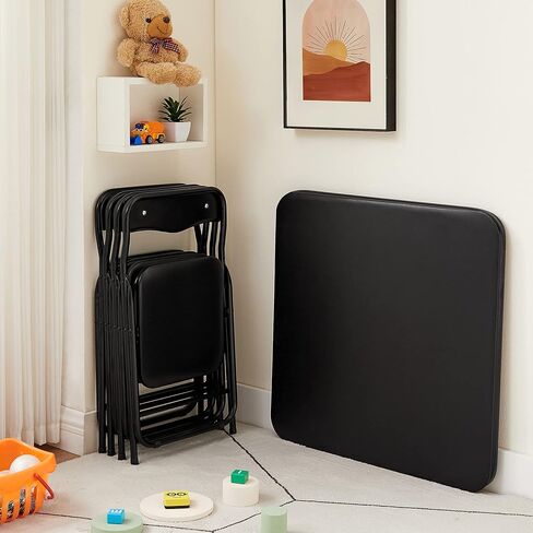 VECELO Kids Folding Activity Table and Chairs 5 Piece Set, Portable, with Ultra Soft Padded Cushion, Classic Black in Saudi Arabia
