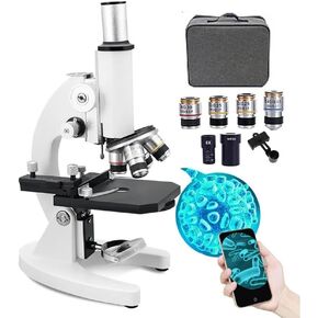 Monocular Optical Microscope Set,Biological Microscope, WF50X Eyepiece, 6X Teleconverter(12000x)