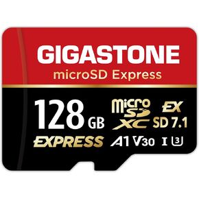 GIGASTONE 128GB microSD Express, MicroSDXC Express Memory Card SD 7.1 Speed up to R/W 880/500MB/s Compatible with Nintendo-Switch 2, Professional Camera, A1 V30 U3, with Adapter and Type C Card Reader