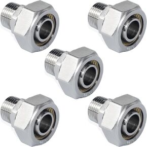 5PCS 3/4" Straight Air Pipe Fittings, 3/4" Tubing x 1/2" Male NPT Threads Adapter Fittings, Brass-Nickel Plated, Seal Taped Needed, 1-PC For Garage Shop Compressed Air Piping System