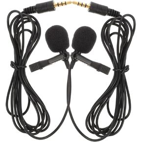 Kisangel Microphone Set 2pcs Clip on Mic for Recording Live Lecture Office Condenser