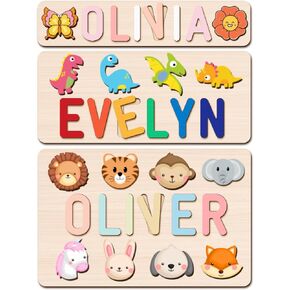 Personalized Name Puzzle with Gift Wrapping and Customizable Blessing - Montessori Learning Toy for Toddlers Ages 1-3, Helps Kids Recognize Their Names