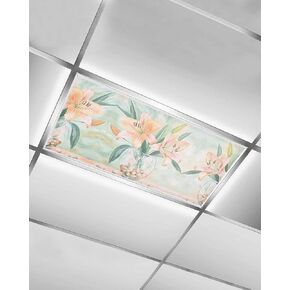 1 Pack Fluorescent Light Cover for Ceiling Lights, Watercolor Floral Magnetic Classroom Light Filters 4x2 Feet, Spring Botanical Blooming Summer Decorative Ceiling Shade Panel for Office