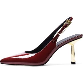 Pasuot Slingback Heels for Women - Closed Toe Stiletto Metallic Heel, Pointed Toe Patent Leather Thin High Heeled Sandals for Women Ladies Dress Formal Office 3.1", Not for Wide Feet