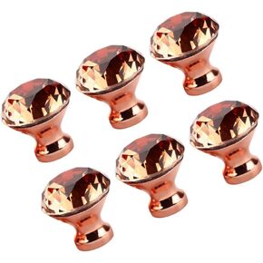 Crystal Door knobs,6pcs Glass Door Glass Knobs Furniture Pull Cabinet Glass European and American Glass Knobs Door Knobs, 3 x 3 x 1.7 cm, Champagne
