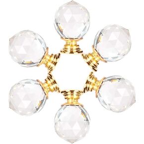 Crystal Door knobs,6pcs Clear Crystal Glass Knobs Pull Handles for Drawer Cabinet Door Cupboard Kitchen Dresser Home Office DIY