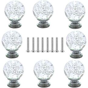 Crystal Door knobs,8 PCS Blue Round Ball Shape Crystal Cabinet Knobs Drawer Pull Handle Kitchen Door Wardrobe Hardware Used for Cabinet, Drawer,Dresser, Cupboard, 30 mm