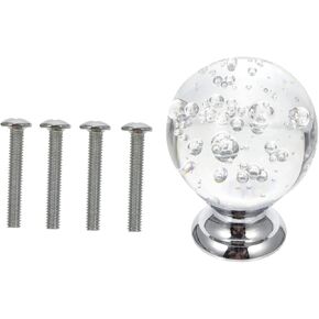 Crystal Door knobs,4pcs Crystal Glass Knobs Brass Door Brass Knobs Doorknobs for Interior Door Crystal Door Knobs with Lock Dresser Crystal Knobs Home Supplies Decorate, Silver