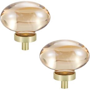 Crystal Door knobs,6 Pack Cabinet Door Wardrobe Handle Zinc Alloy Door Handle Transparent Crystal Knob Round Cake.(Color:Champagne Pigeon Eggs)