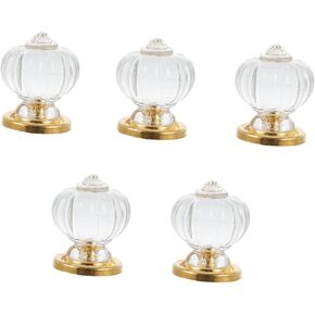 Crystal Door knobs,Crystal Cabinet Knob 5pcs Glass Kitchen Crystal Knobs CabinetFurniture Knobs Cabinet Pull Door Ornament (Color : Golden, Size : 2.7X2.5CM)(Color:Golden)