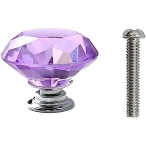 Crystal Door knobs,10 Pack Diamond Handle Crystal Glass Multicolor Base Knob Drawer Cabinet Door Knob Blue .(Color:Purple,Size:40mm)