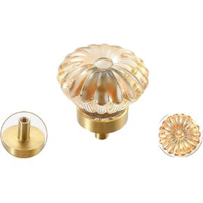 Crystal Door knobs,4 Pack Crystal Dove Egg Champagne Wardrobe Door Knobs and Handles Kitchen Cabinet Transparent Small Handles Cube Shape-Champagne.(Color:Chrysanthemum Champagne)