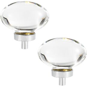 Crystal Door knobs,6 Pack Cabinet Door Wardrobe Handle Zinc Alloy Door Handle Transparent Crystal Knob Round Cake.(Color:Pigeon Eggs)
