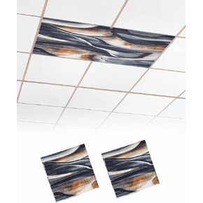 1 Pack Fluorescent Light Cover for Ceiling Lights, Navy Blue Abstract Art Magnetic Classroom Light Filters 4x2 Feet, Modern Minimalist Art Decorative Ceiling Shade Panel for Office