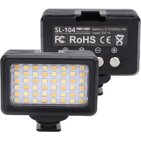 SL104 LED Video Light, LED Camera Light 2500K to 9000K, IPX8 Underwater Photography Lighting Up to 40m, Portable Light for Photography, 2000mAh Rechargeable