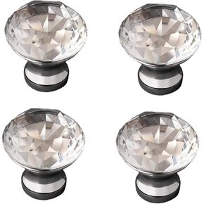 Crystal Door knobs,4 Pack Rose Gold Cabinet Knob Glass Drawer Wardrobe Door Crystal Handle Gold (Color : Gold)(Color:Silver)