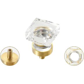 Crystal Door knobs,4 Pack Crystal Dove Egg Champagne Wardrobe Door Knobs and Handles Kitchen Cabinet Transparent Small Handles Cube Shape-Champagne.(Color:Square Transparent Color)