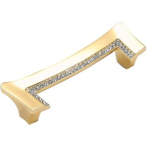 Crystal Door knobs,1 Pcs Crystal Diamond Door Knob, Drawer Knobs, Zinc Alloy, for Home Wardrobe Decorations with Screws Accessories Gold .(Color:Gold B,Size:Hole Distance 96Mm/3.7In)