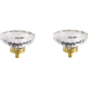 Crystal Door knobs,6 Pack Dove Egg Crystal Handle Golden Wardrobe Door Brass Knob Drawer Pure Copper Handle Cube-Transparent .(Color:Lotus Transparent)