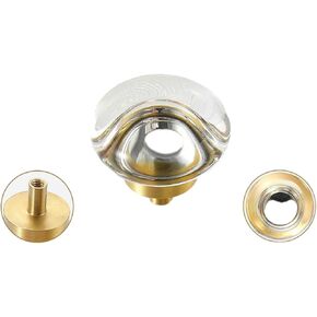 Crystal Door knobs,4 Pack Crystal Dove Egg Champagne Wardrobe Door Knobs and Handles Kitchen Cabinet Transparent Small Handles Cube Shape-Champagne.(Color:Round Pie Transparent Color)