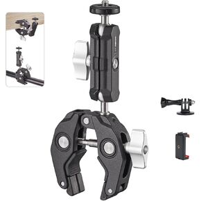 Super Clamp,Dual Ballhead Magic Arm, Cold Shoe, 1/4" Threads, Phone/Action Camera Mount Adapte,for Canon Nikon DSLR Camera/Gopro/LED Lights/Ronin-M/Ronin MX/Freefly MOVI,CP-02