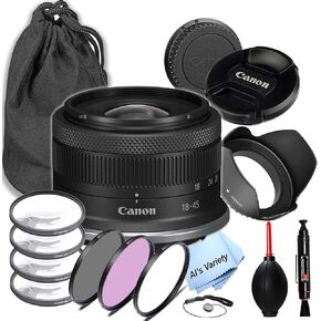 Canon RF-S 18-45mm f/4.5-6.3 is STM Lens (Canon RF),3 Piece Filter Kit, 4 Piece Macro Kit, Lens Pouch,Hood and More (15pc) (Renewed)