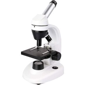 Kids Children's Microscope monocular Biological Microscope Objective Lens (4X 10X 40X) Eyepiece (WF10X WF20X) with Mobile Phone Holder LED Upper and Lower Electric Light Source White (Fine)