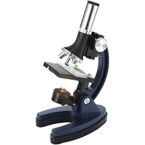 Kids Beginners Microscope 100X-1200X Monocular Microscope 90° Adjustable Eyepiece (10x) Objective (10x 60x 120x) Battery Powered with Slicer Mobile Phone Stand Astronomical Telescope