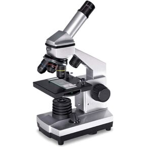 Microscope 40x-1600x monocular Microscope Head eyepieces (10x 20x) Double Observation of specimens Metal Body can be Connected to Mobile Phones and Computers Battery Powered 15x10x29cm