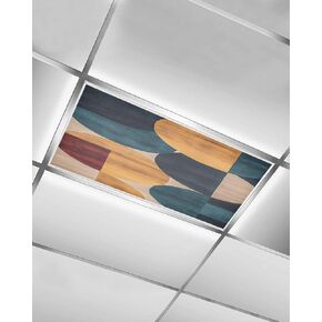 2 Pack Fluorescent Light Cover for Ceiling Lights, Navy Blue Boho Orange Magnetic Classroom Light Filters 4x2 Feet, Geometric Circle Abstract Art Decorative Ceiling Shade Panel for Office in Saudi Arabia