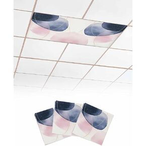 2 Pack Fluorescent Light Cover for Ceiling Lights, Pink Geometric Art Magnetic Classroom Light Filters 4x2 Feet, Contemporary Luxury Abstract Art Decorative Ceiling Shade Panel for Office